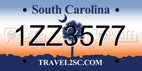 1ZZ3577 South Carolina License Plate