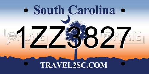 1ZZ3827 South Carolina License Plate