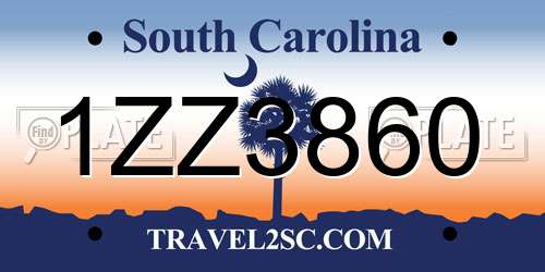1ZZ3860 South Carolina License Plate