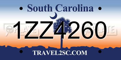 1ZZ4260 South Carolina License Plate
