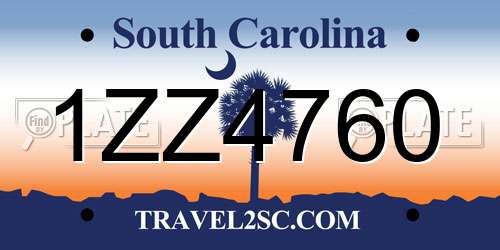 1ZZ4760 South Carolina License Plate