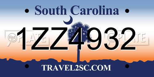 1ZZ4932 South Carolina License Plate