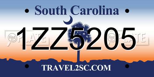 1ZZ5205 South Carolina License Plate