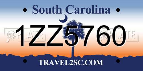 1ZZ5760 South Carolina License Plate
