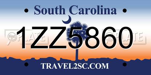 1ZZ5860 South Carolina License Plate
