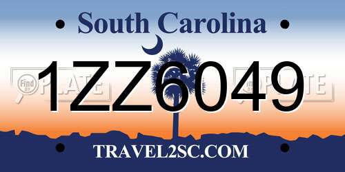 1ZZ6049 South Carolina License Plate