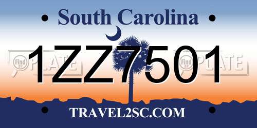 1ZZ7501 South Carolina License Plate