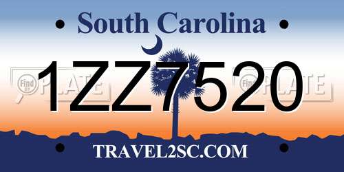 1ZZ7520 South Carolina License Plate