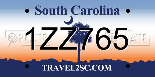 1ZZ765 South Carolina License Plate