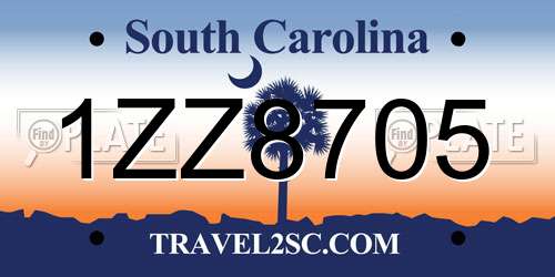 1ZZ8705 South Carolina License Plate