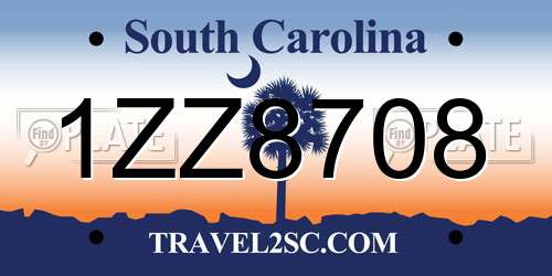 1ZZ8708 South Carolina License Plate