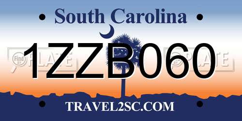 1ZZB060 South Carolina License Plate