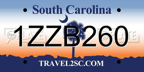 1ZZB260 South Carolina License Plate