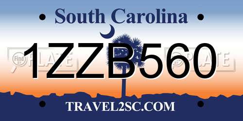 1ZZB560 South Carolina License Plate