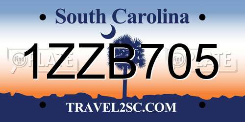 1ZZB705 South Carolina License Plate