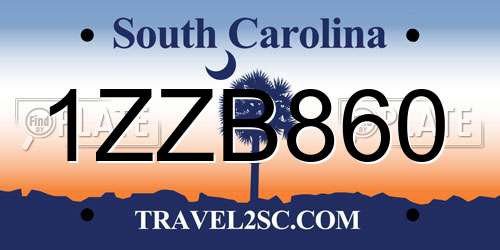 1ZZB860 South Carolina License Plate