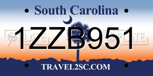 1ZZB951 South Carolina License Plate