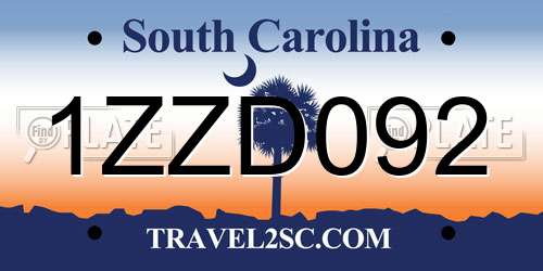 1ZZD092 South Carolina License Plate