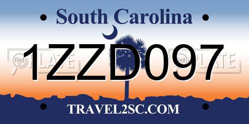 1ZZD097 South Carolina License Plate
