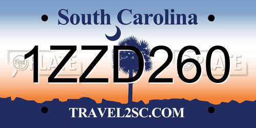 1ZZD260 South Carolina License Plate