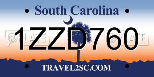 1ZZD760 South Carolina License Plate