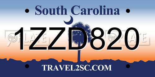 1ZZD820 South Carolina License Plate