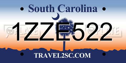 1ZZE522 South Carolina License Plate