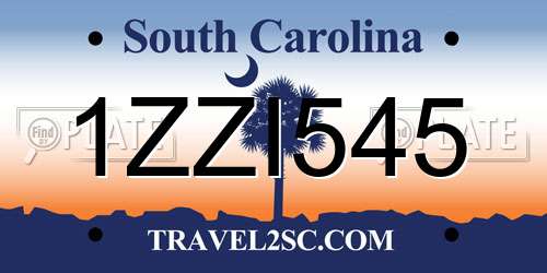 1ZZI545 South Carolina License Plate