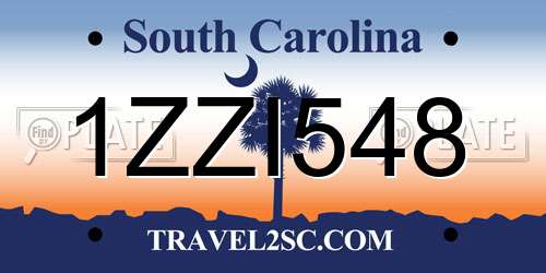 1ZZI548 South Carolina License Plate