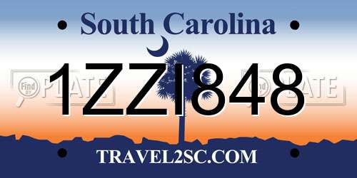 1ZZI848 South Carolina License Plate