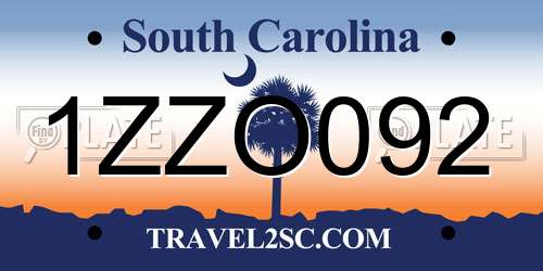 1ZZO092 South Carolina License Plate
