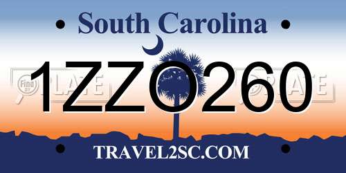 1ZZO260 South Carolina License Plate