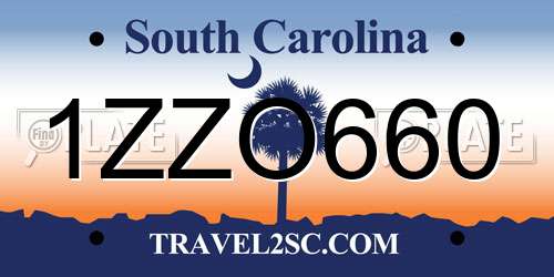1ZZO660 South Carolina License Plate