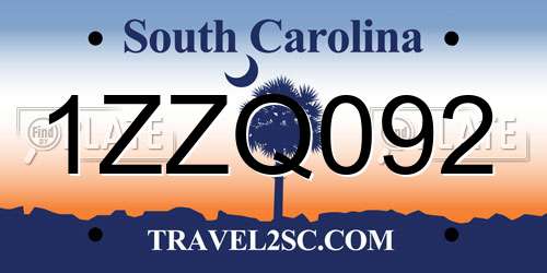 1ZZQ092 South Carolina License Plate