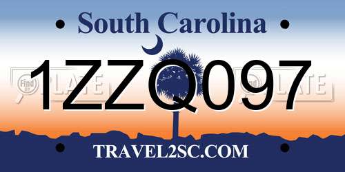 1ZZQ097 South Carolina License Plate