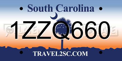 1ZZQ660 South Carolina License Plate