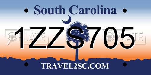 1ZZS705 South Carolina License Plate