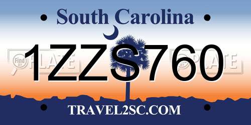 1ZZS760 South Carolina License Plate
