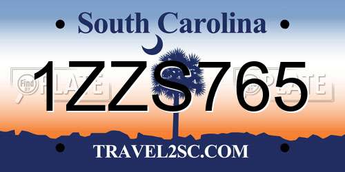 1ZZS765 South Carolina License Plate