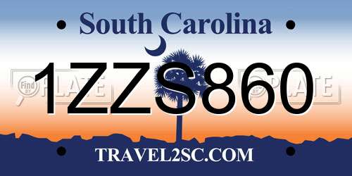 1ZZS860 South Carolina License Plate