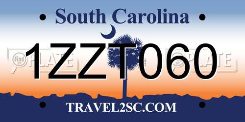 1ZZT060 South Carolina License Plate