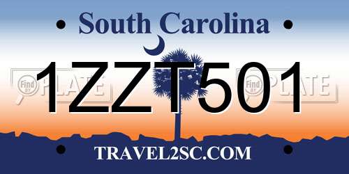 1ZZT501 South Carolina License Plate