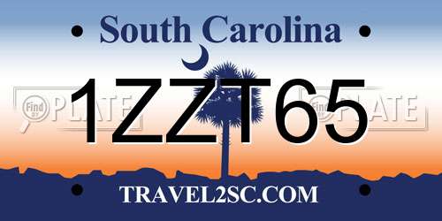 1ZZT65 South Carolina License Plate