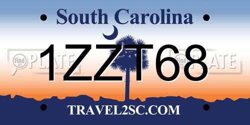 1ZZT68 South Carolina License Plate