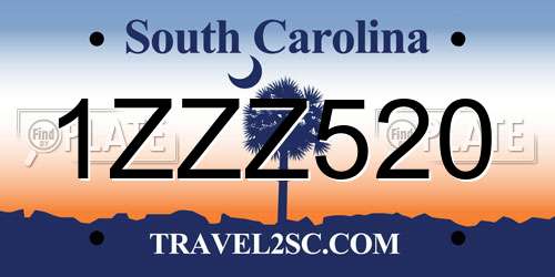 1ZZZ520 South Carolina License Plate