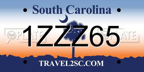 1ZZZ65 South Carolina License Plate