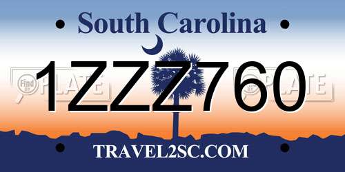 1ZZZ760 South Carolina License Plate