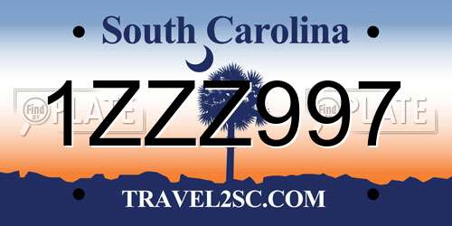 1ZZZ997 South Carolina License Plate