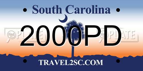 2000PD South Carolina License Plate