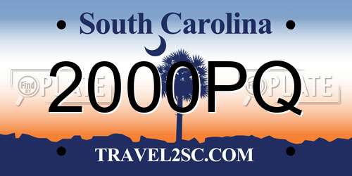 2000PQ South Carolina License Plate